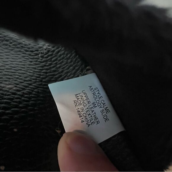 NEW Johnny Was Calme black leather astrology fur lined slip on slide sandals 9 - Picture 7 of 8